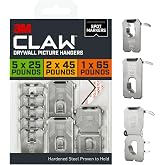 3M CLAW Drywall Picture Hangers: 25, 45, 65 lb. Variety Pack with Spot Markers / 8-pack (Silver)
