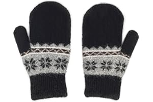 Kids-Double Layer-Warm-Knit Mittens - Girls-Boys-Winter Outdoor-Thickened Cold-Weather Wool Ski Gloves for 5-10 Years