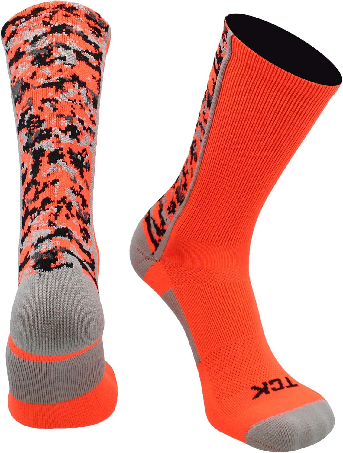TCK Digital Camo Crew Socks (Neon Orange, X-Large) : Clothing