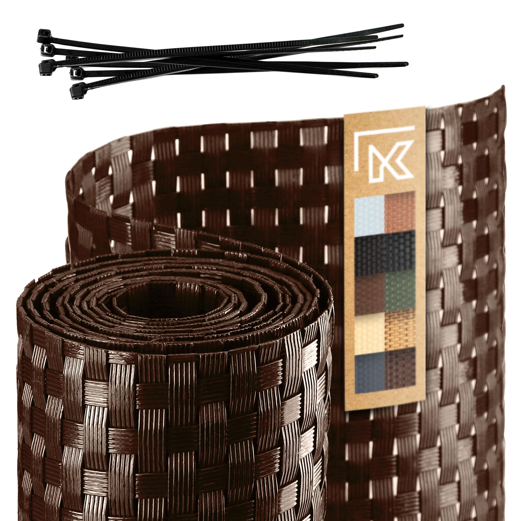KADAX Fence Tape, Synthetic Rattan Tape in Several Colours, Weatherproof Privacy Screen Strips for Garden, Balcony, Terrace, Durable Fence Screen (19 x 255 cm, Brown)