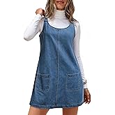 Dokotoo Womens Sleeveless Casual Denim Dress Western Cowgirl Outfits Jean Overall Dress with Pockets