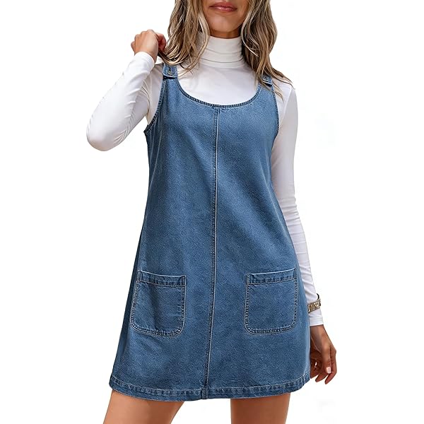 Nazario Vestido De Mezclilla Con Escote Redondo, Ajuste Con Cordones