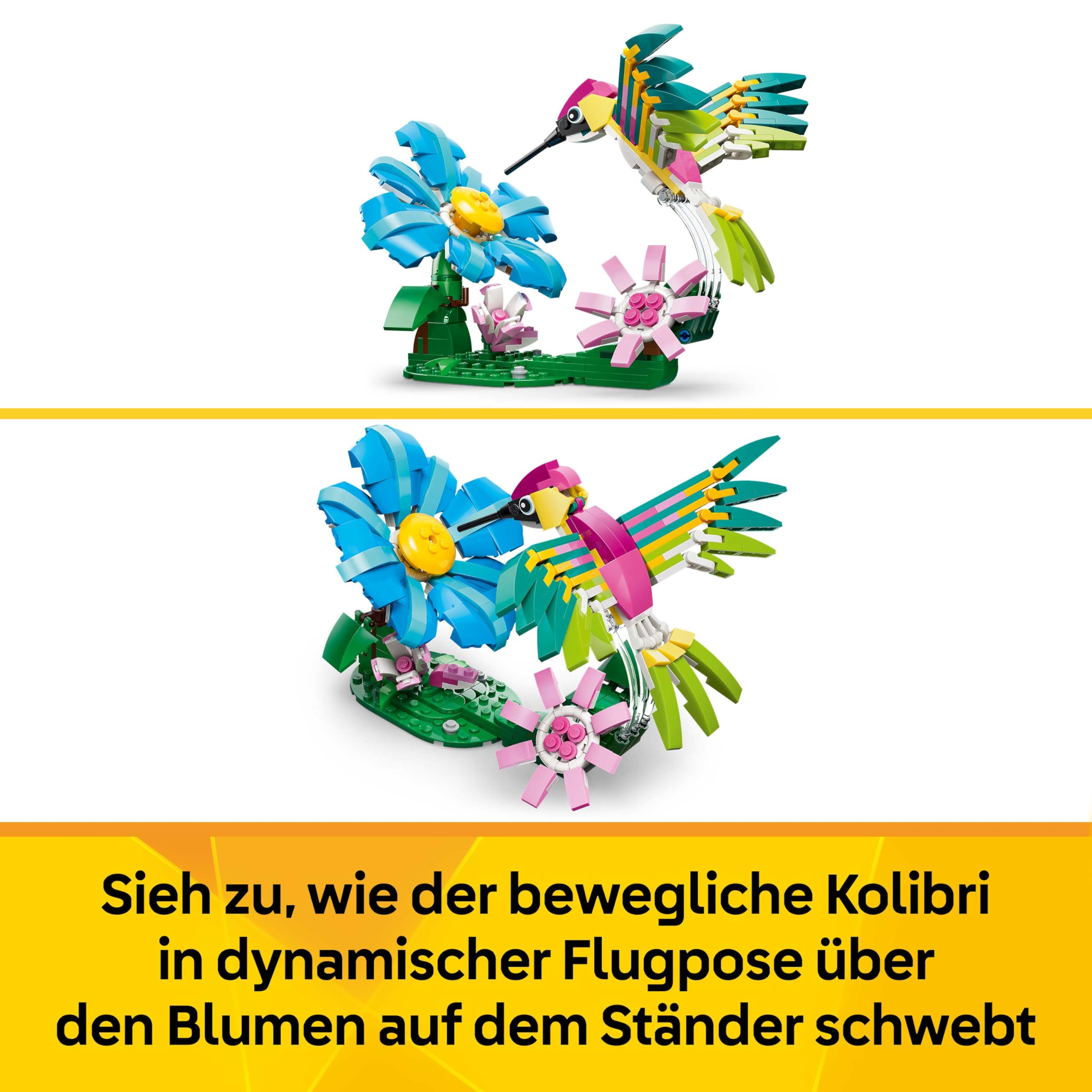 LEGO Creator 3in1 Wild Animals: Colourful Hummingbird - Bird Toy Transforms into a Butterfly or Fish Figure - DIY Room Decor Idea - Creative Gift for 8+ Year Old Girls & Boys - 31384 5