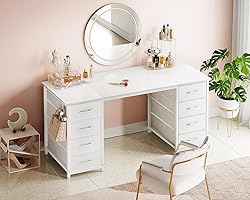 ODK 48 Inch White Computer Desk with 8 Fabric