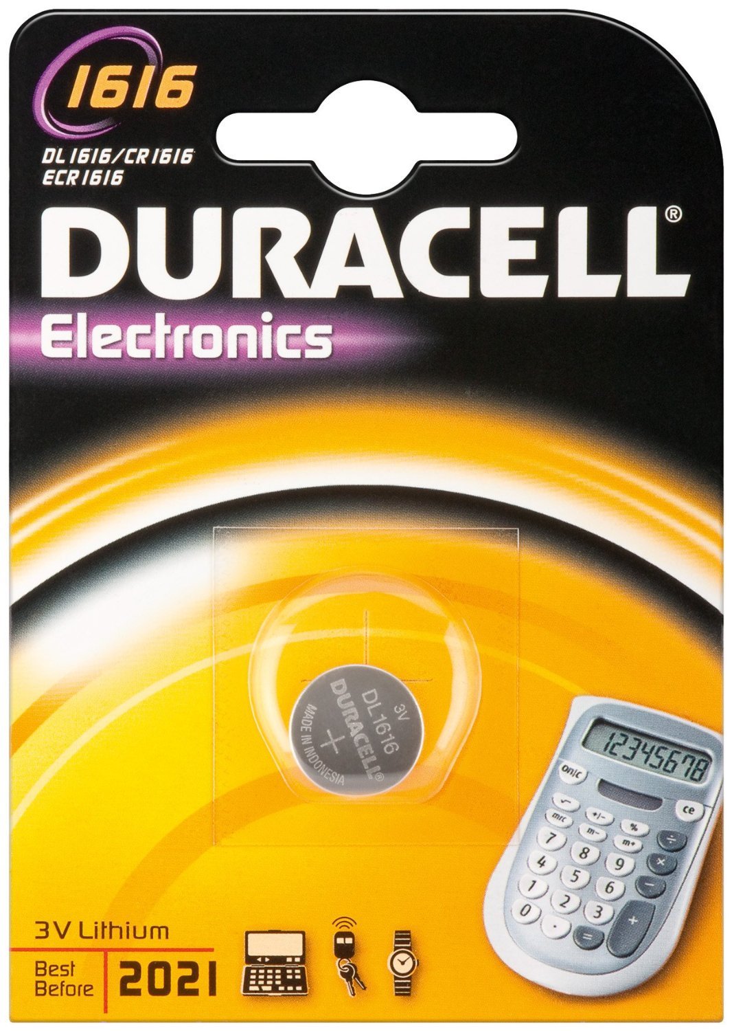 Duracell 1616 non-rechargeable battery – Batteries (Lithium, Button/coin, CR1616, Stainless Steel)