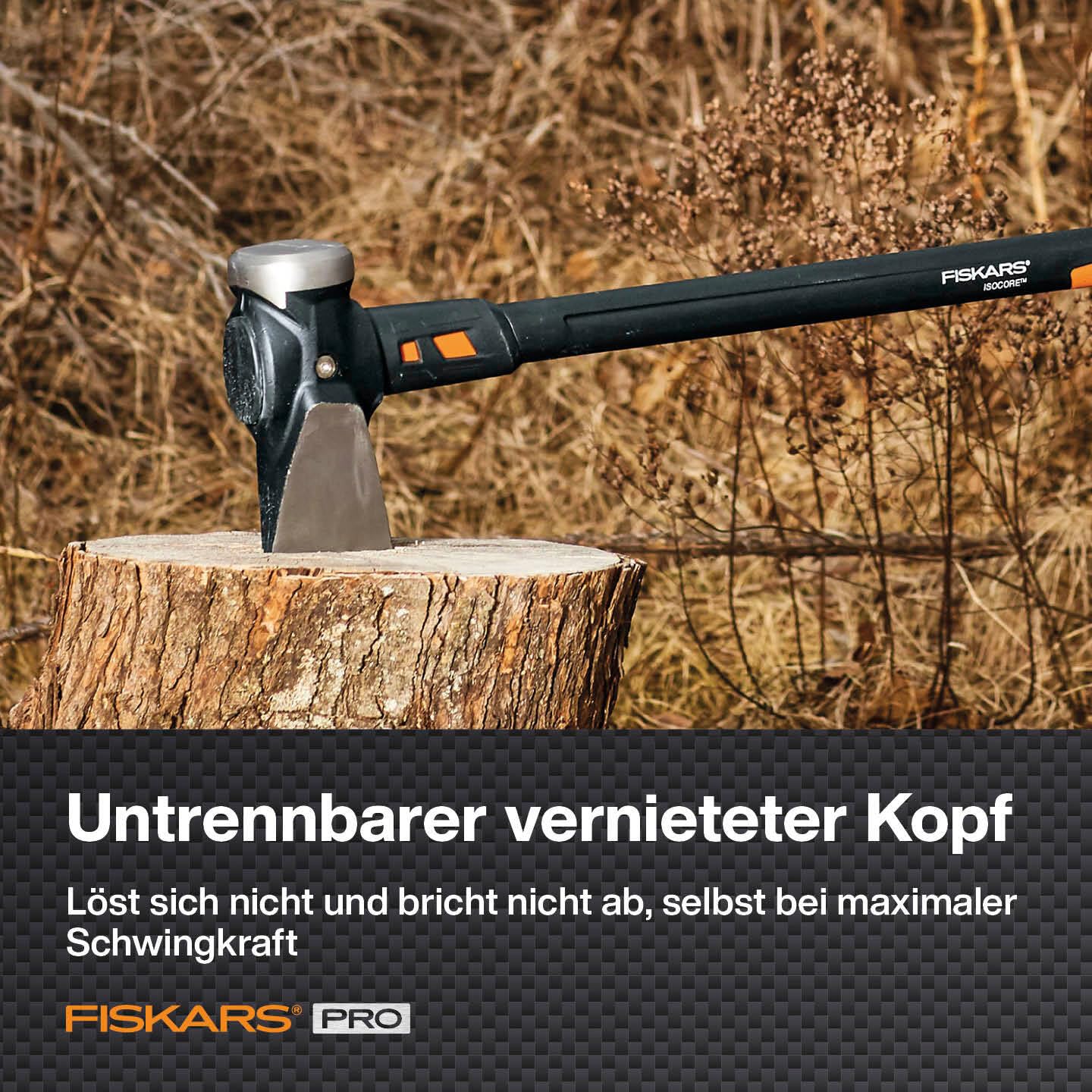 Fiskars Spaltaxt IsoCore XXL zum Spalten von Stammstücken oder zum Eintreiben von Keilen, Länge: 92 cm, Kopfgewicht: 3,6 kg, Schwarz/Orange, 1020220 5