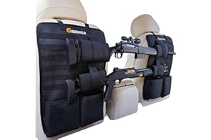GIEESHIELD Truck Gun Rack（Set of 2）, Seat Back Gun Rack with Adjustable Straps, 600D Oxford Cloth, Universal Rifle Holder, PVC Coated, Secure Storage Pockets for Hunting Gear, Easy to Install Vehicle Gun Rack
