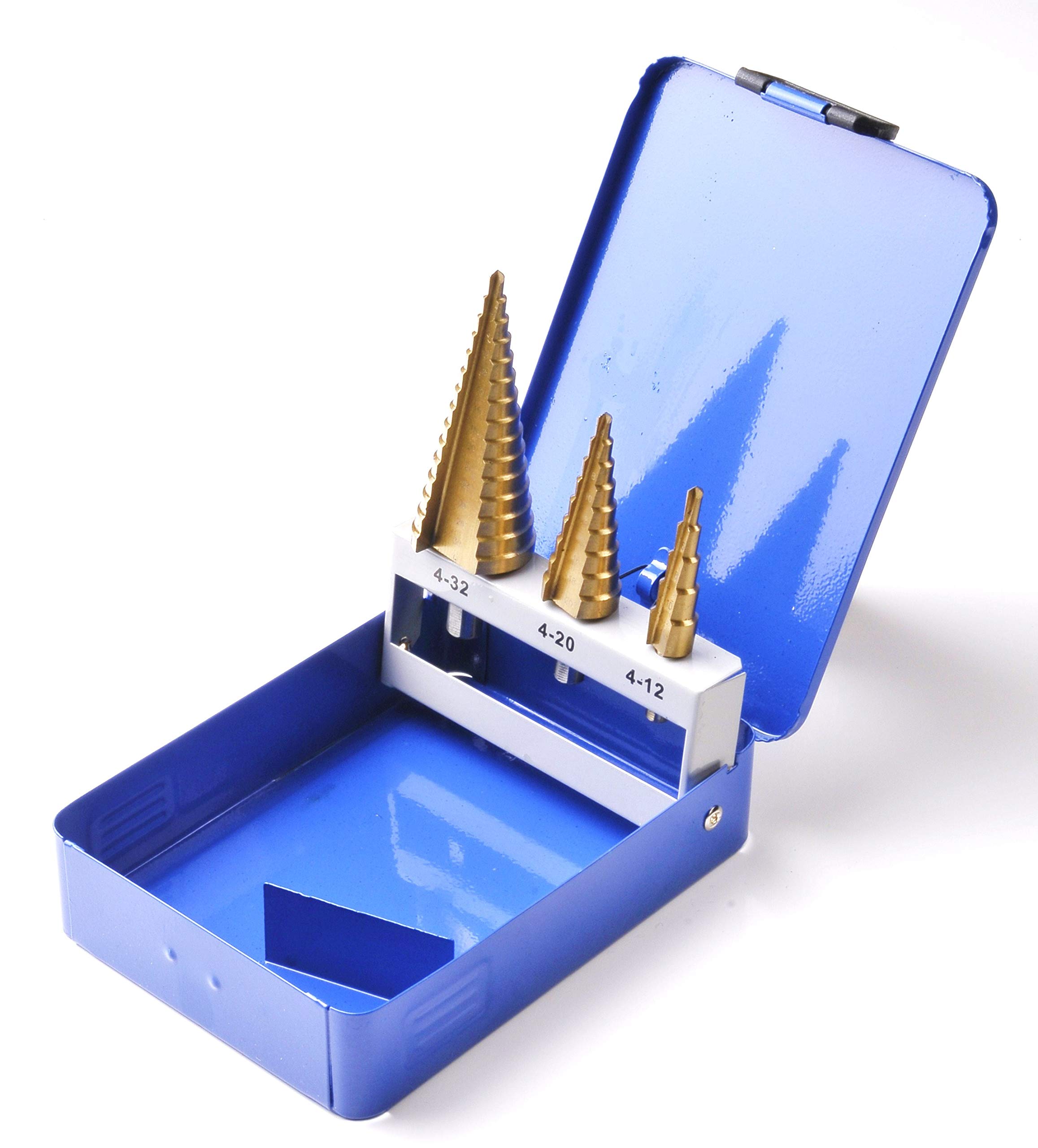 ITS Profitools 3-Piece Titanium Coated Taper Drill Set - 4-12mm, 4-20mm, 4-32mm - HSS Step Drill Set