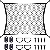 MWMNUN Elastic Cargo Net with Fixing Hooks D-Rings Luggage Cover for SUV Rear Trunk Bed Netting Cover ,Net Stretchable 32" x 24" Stretch to 63"x43"