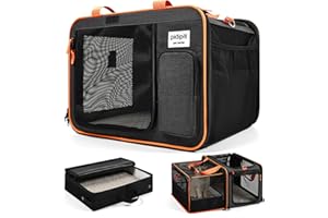 Pidipiti 20 x 14 x 14 Expandable cat car Travel Carrier for 1 Small-Medium cat,with a Portable Leakproof Small cat Litter Box