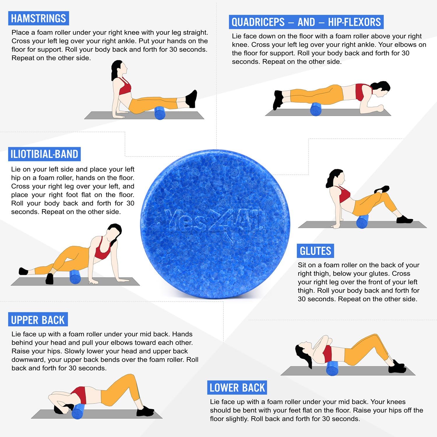 Yes4All EDYU EPP Exercise Foam Roller Â– Extra Firm High Density Foam Roller Â– Best for Flexibility and Rehab Exercises (36 inch, Blue) : Sports & Outdoors