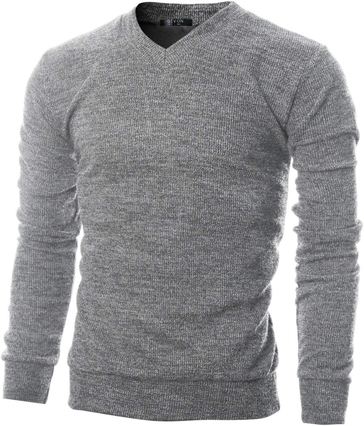 GIVON Mens Slim Fit Soft Cotton Blend V-Neck Pullover Sweater