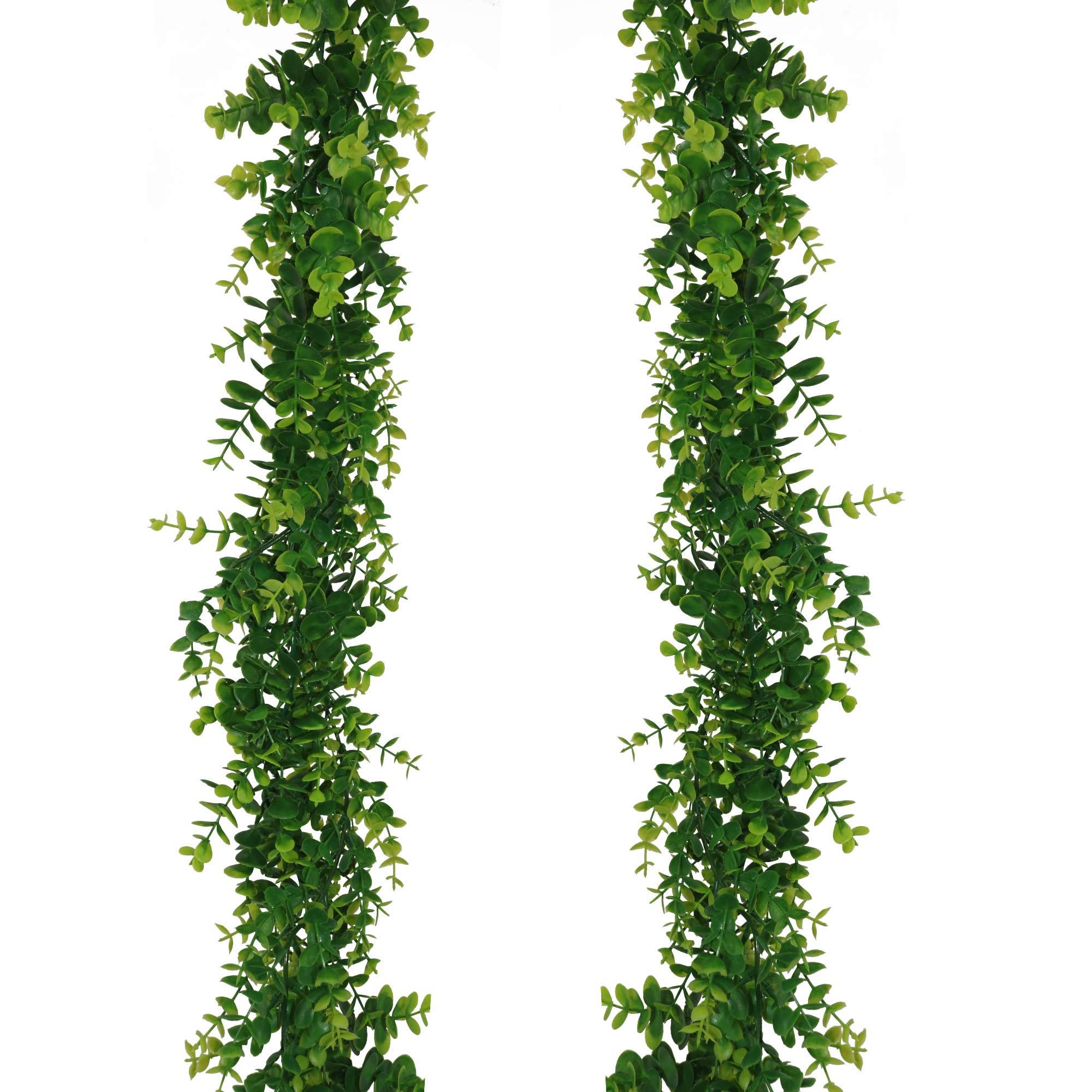 GraduationMall Faux Eucalyptus Garland Plant,2 Pack 12ft Artificial Foliage Fake Leaves,Leaf Stems Greenery Garland for Wedding Party Home Decor
