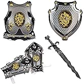 FTingLAND Kids Knight Costume with Armor Set - Medieval Crusader Role Play Costume for Boys 3-5, Plastic Armor Suit with Sword, Shield,Vambrace,Dragon Design Dress Up Cosplay