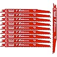 10 Pack 9 Inch 6/12 Tpi Reciprocating Saw Blades Bi-Metal Steel Demon with Perma-Shield Coating for Cutting Embedded Wood Met