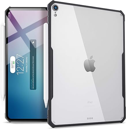 Amazon Com Ipad Pro 12 9 Inch 18 Release 3rd Generation Ultra Slim Clear Case Supports Apple Pencil Wireless Charging Absorbs Shock Flexible Tpu Lightweight By Black Computers Accessories