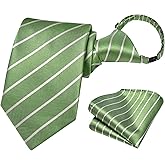 Hi-Tie Boys Tie Pre-Tied Pocket Square Set Adjustable Kids Neckties Age 7-11 Years School UniForm Graduation