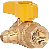 Eastman Angle Gas Brass Ball Valve, 1/2 in FIP x 3/8 in OD Flare Female, 1/4-Turn Handle, 60032
