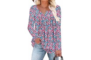 ROSELINLIN Womens Long Sleeve Tunic Tops Floral Fall Blouse Shirts