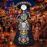 GOOSH 7.2FT Halloween Inflatables Outdoor Decorations Ghost Bride Halloween Blow Ups with LED Lights for Yard Indoor Lawn Party Porch Garden Inflatable Decor