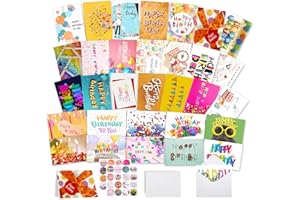 Joyberg 32 PCS Happy Birthday Cards Bulk with Envelopes, 4x6 Assorted Birthday Cards