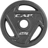 CAP Olympic 2-Inch Weight Plates, Cast Iron &amp; Rubber Coated