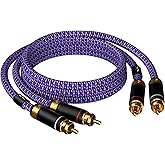 Primeda Auidophile 2 RCA Male to 2 RCA Male Stereo Audio Cable Gold Plated | HiFi System Interconnect Cable Purple (3.2FT/1M)