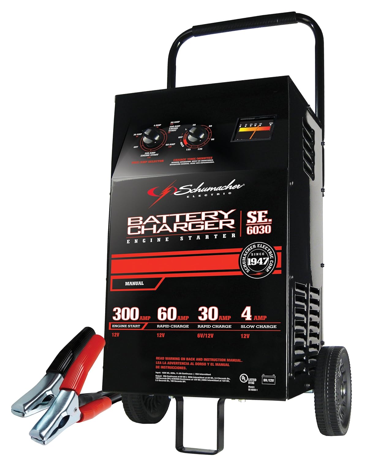 Schumacher SE6030 4/30/60/300 Amp Manual Wheel Charger