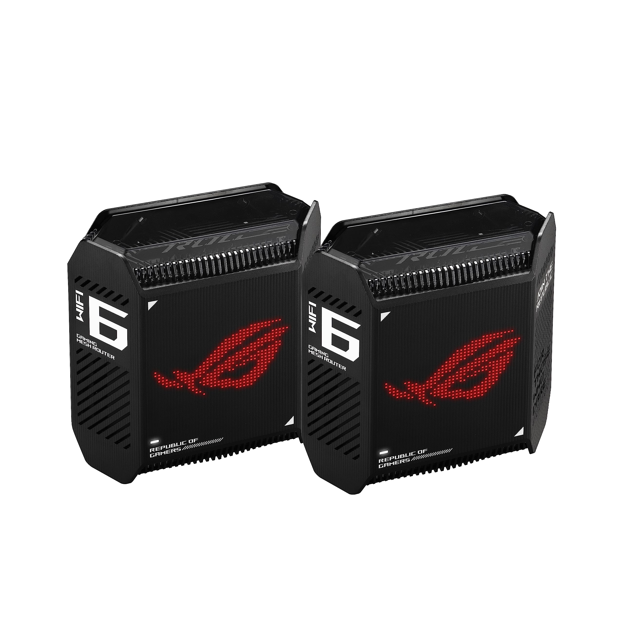 Photo 1 of ASUS ROG Rapture GT6 (2PK) AX10000 Tri-Band WiFi 6 Gaming Mesh System, Covers up to 5,800 sq ft, 2.5 Gbps Port, Triple-Level Game Acceleration, UNII 4, Free Lifetime Internet Security, Black