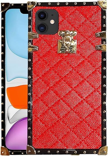 Amazon Com Iphone11 Cover Square Compatible With Iphone 11 Case Luxury Trunk Box Durable Glitter Girly Cases For 11iphone Iphone19 1phone I Phone Ip Iphones Bumper Fundas Coque 6 1 Inch Red