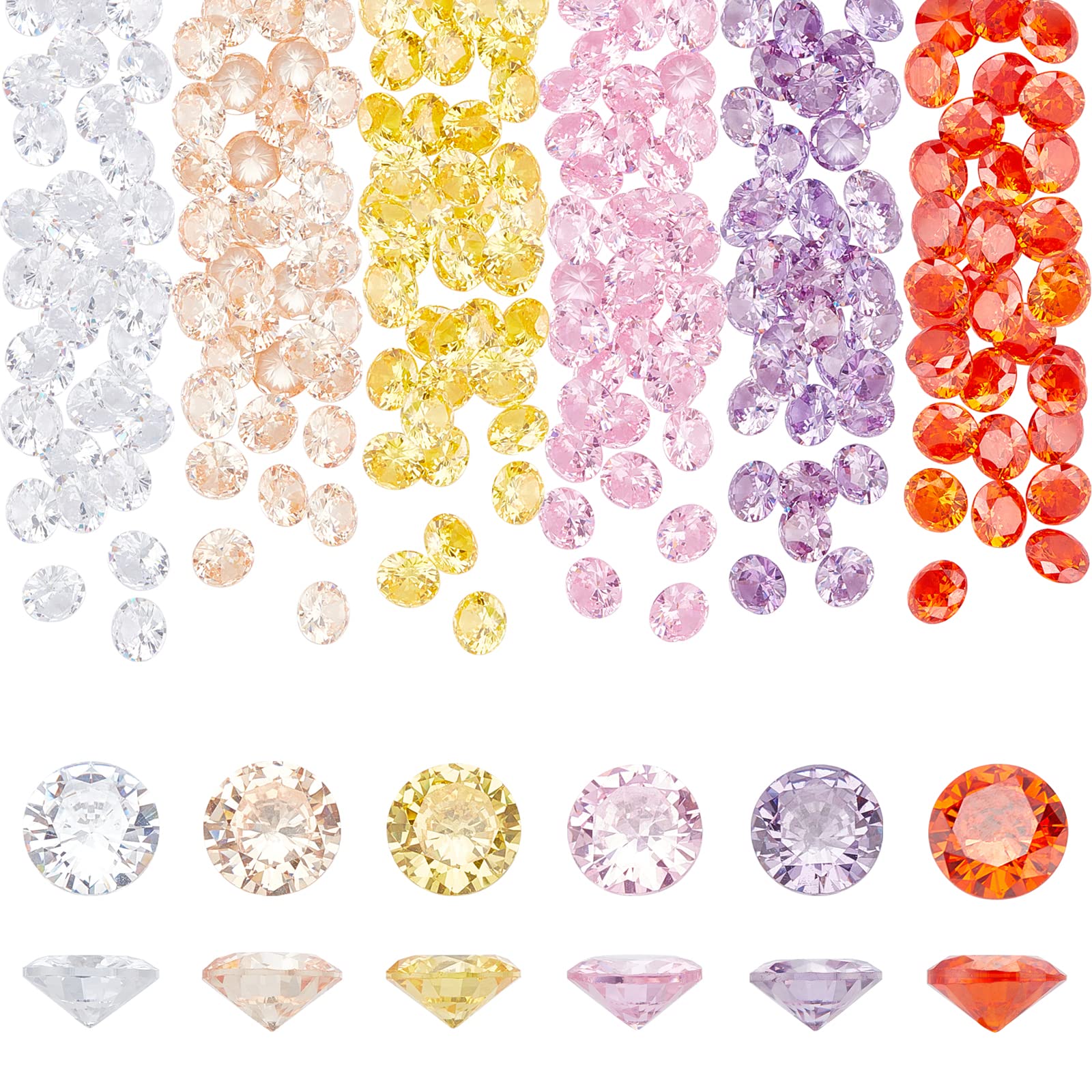 PandaHall 6 Colors 5mm Cubic Zirconia Stone Pointed Back Rhinestones 120pcs Round Faceted Stone Crystal Diamante Rhinestones for Earring Bracelet Pendants Jewelry Embellishment DIY Craft Making
