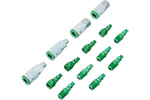 Milton Industries ColorFit Coupler & Plug Kit - (A-Style, Green) - 1/4" NPT, (14-Piece)