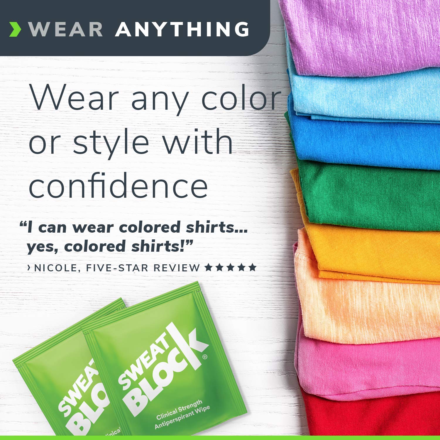 SweatBlock Clinical Strength Antiperspirant Wipes- Treat Hyperhidrosis & Excessive Sweating - Up to 7 Days Protection Per Wipe - 10 count - Unisex : Sweat Block : Beauty