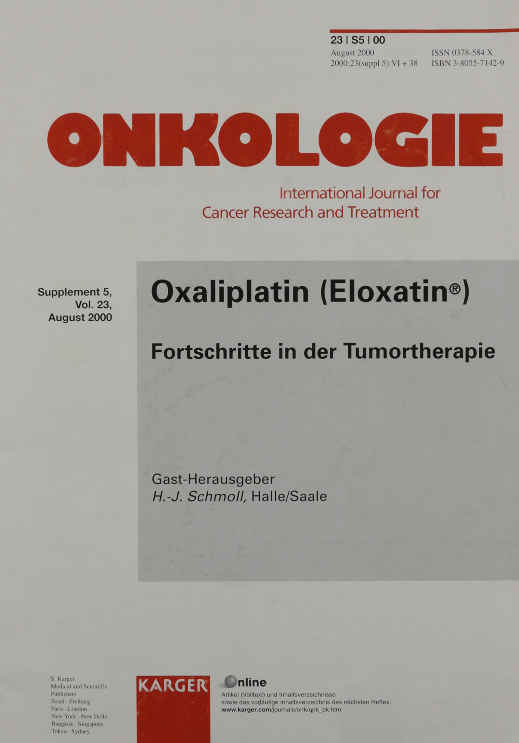 Oxaliplatin Eloxatin Fortschritte In Der Tumortherapie - 