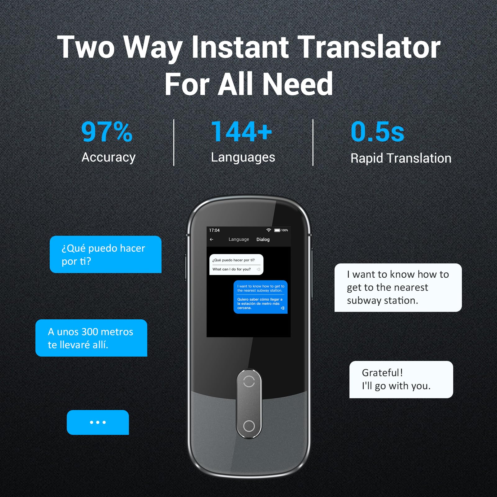 Offline Language Voice Translator Device W09 PRO for 144 Languages and Accents Photo Translation No WiFi Internet Needed for Travel Business W09 Grey