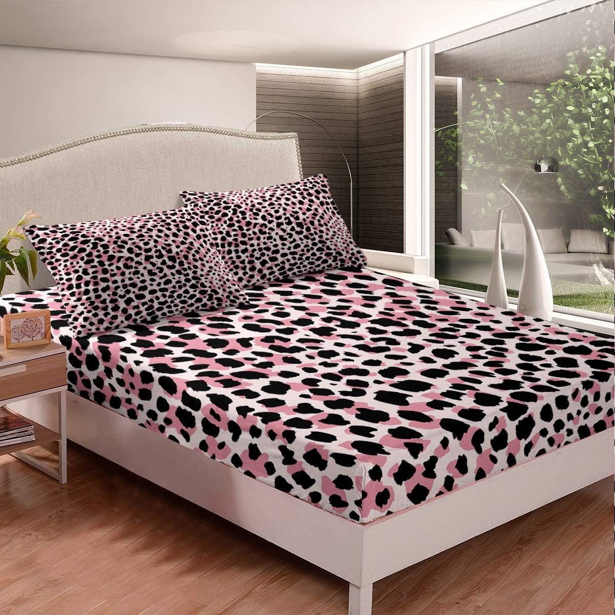 Girls Leopard Print Bedding Set for Girly Women Pink