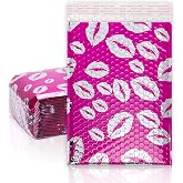 25 Pack TONESPAC Rose Pink Lips Bubble Mailers 7x10 inch Padded Envelopes | #0 Bubble Shipping Bags for Mothers Day Valentines Presents Birthday Gifts Cosmetics Jewelry with Self Seal Strip,Waterproof
