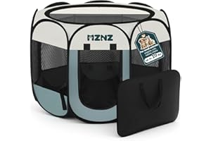 MZNZ Dog Cat Playpen, Portable Puppy Pet Crate Indoor for Small Dogs Cats Rabbits, Foldable Dog Cage Enclosure for Outdoor, Pop Up Dogs Tent Kennel with Carrying Case, Grey