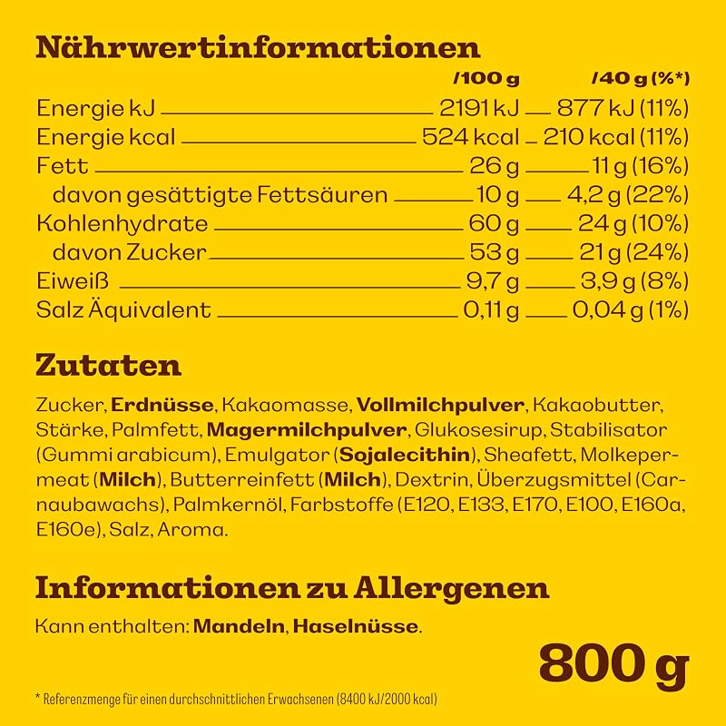 Schokolinsen Peanut, Milchschokolade, Party-Mix, Großpackung, 800 g