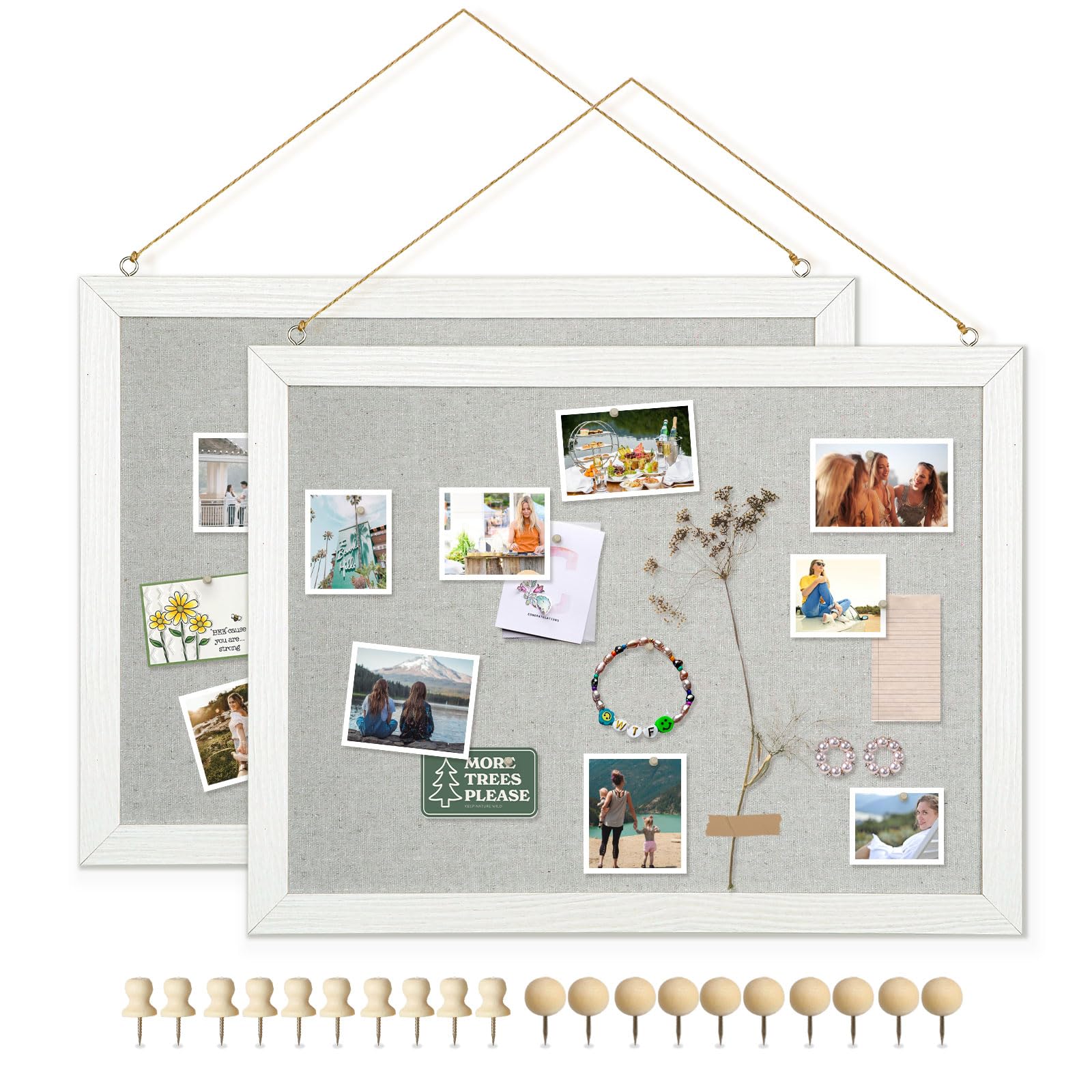 Photo 1 of DOLLAR BOSS Cork Boards with Linen 2-Pack 16''X 12'' Cork Board for Walls White Wood Framed Small Bulletin Board Hanging Pin Board for Home Kitchen Office Decoration 20 Pushpin, Grey