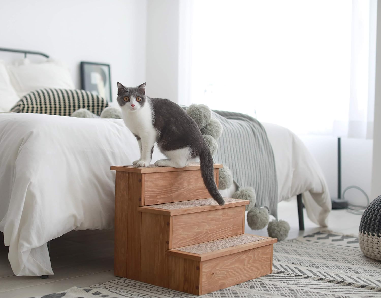 zoovilla PTR0082212010 Yorkshire Pet Step with Storage, Wood Bedside Ramp with Storage, Natural Wood, 15.55″D x 17.50″W x 14.76″H : Pet Supplies