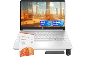 HP Stream 14" HD Laptops for Student & Business, Intel Processor N150, 4GB RAM, 288GB Storage (128GB UFS+160GB Docking Statio