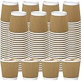 RXLWYUNLAE 120 Pack Paper Espresso Coffee Cups, 4 oz Disposable Coffee Cups,Corrugated Insulated Ripple Wall, Paper Ripple Cup for Coffee, Hot Chocolate and Hot Tea Drinks -Champagne