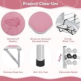 Yaheetech 91cm Pet Grooming Table Adjustable Height with Storage Pink 164cm High view 5