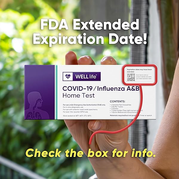 WELLLIFE COVID-19/INFLUENZA A&B HOME TEST, 2 TESTS FLU TESTS FOR HOME COVID FLU COMBO TESTING KIT FDA AUTHORIZED NON-INVASIVE SWAB TEST