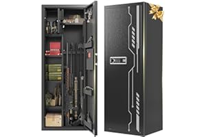 KAER Gun Safe, Large 8-12 Gun Cabinet for Home Defense with Electronic Keypad | Secure Rifle & Shotgun Safe with Adjustable Shelf, Rifle Rack for Pistols and Ammunition Storage