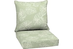 ARDEN SELECTIONS Arden Outdoor Deep Seat Cushion Set, 24 in x 24 in, Weather-Proof, Rain-Proof, Fade Resistant Patio Cushion for Chair, Sofa, and Couch Coastal Green Leaf