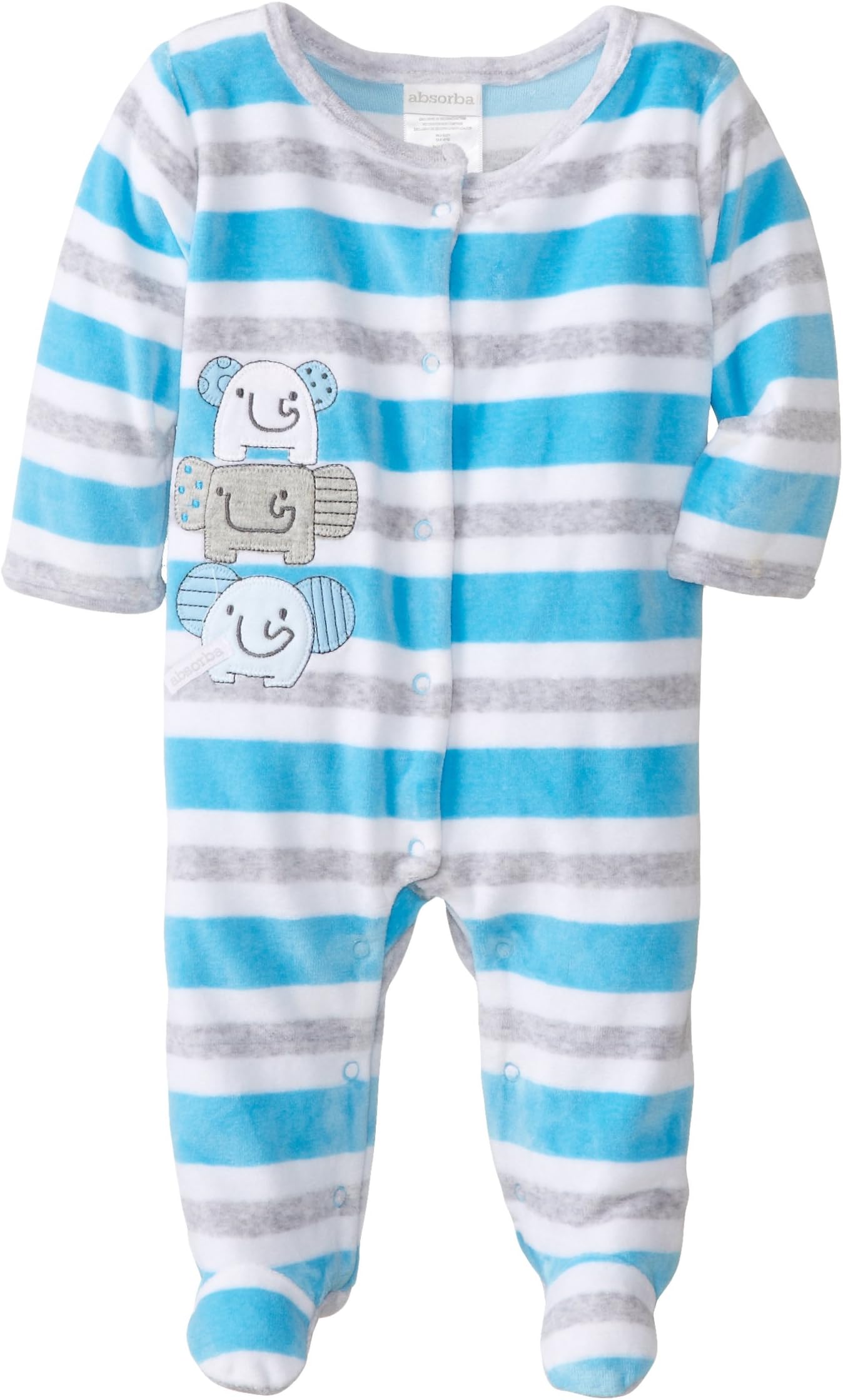 ABSORBA Baby-Boys Newborn B Baby Elephant Velour Footie