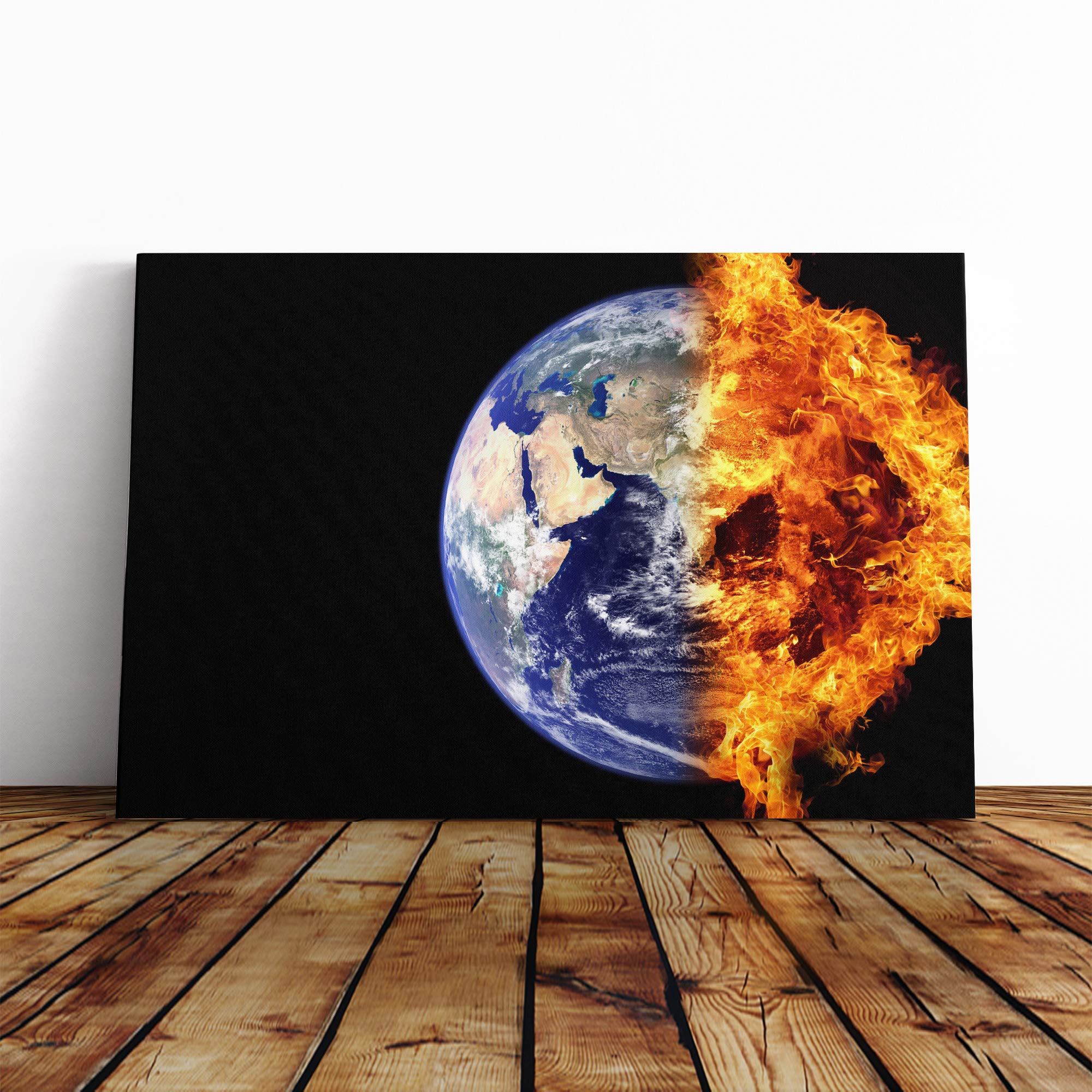 End of The Earth from Space Canvas Print | Gallery Wrapped 30mm Frame Wall Art | 20x14 inches | Ready to Hang | Modern Space Picture | Living Room Bedroom Lounge Office