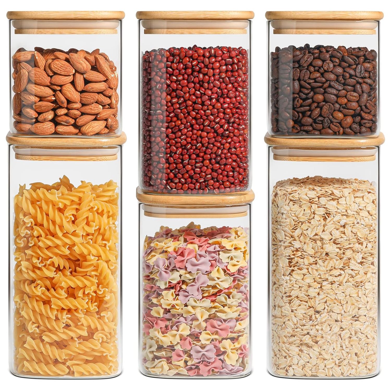 Photo 1 of ***MISSING PARTS***
ComSaf Airtight Glass Storage Canister with Lids (0.7Qt/1.2Qt/1.6Qt) Set of 6, Food Storage Container Kitchen Pantry Storage Jar, Glass Jars for Flour Cereal Sugar Tea Coffee Beans Snacks, Square